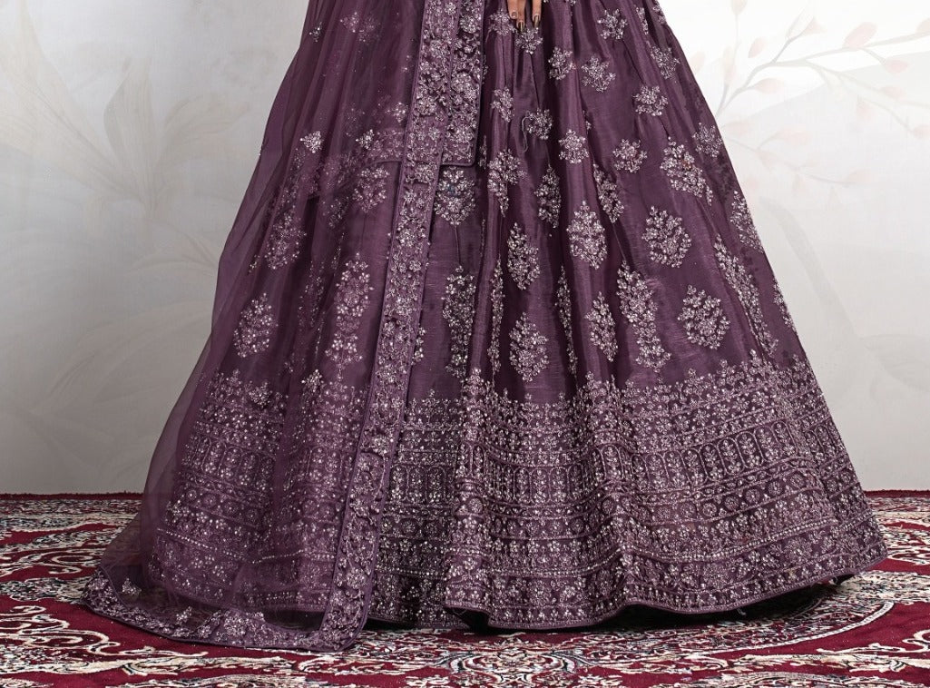 New Semi Stitiched Netted Lehenga Choli