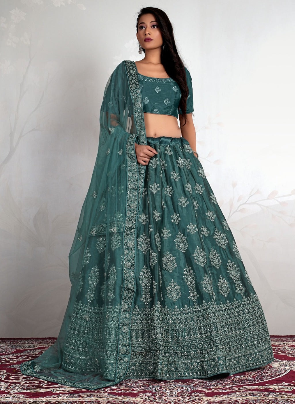 New Semi Stitiched Netted Lehenga Choli