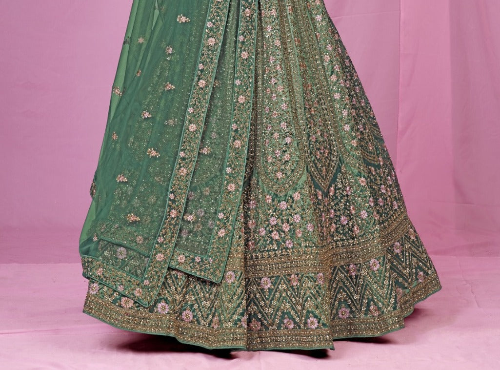 New Semi Stitiched Netted Lehenga Choli