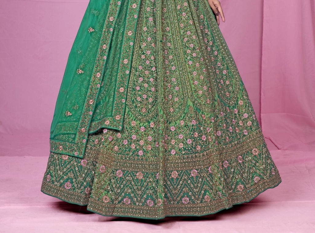 New Semi Stitiched Netted Lehenga Choli