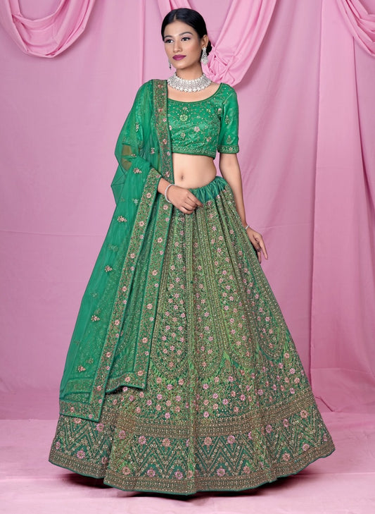 New Semi Stitiched Netted Lehenga Choli