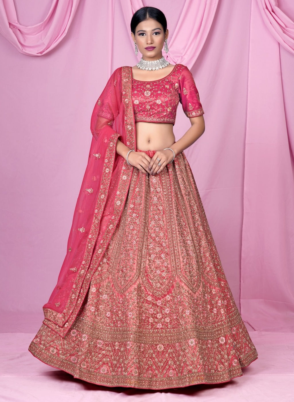 New Semi Stitiched Netted Lehenga Choli