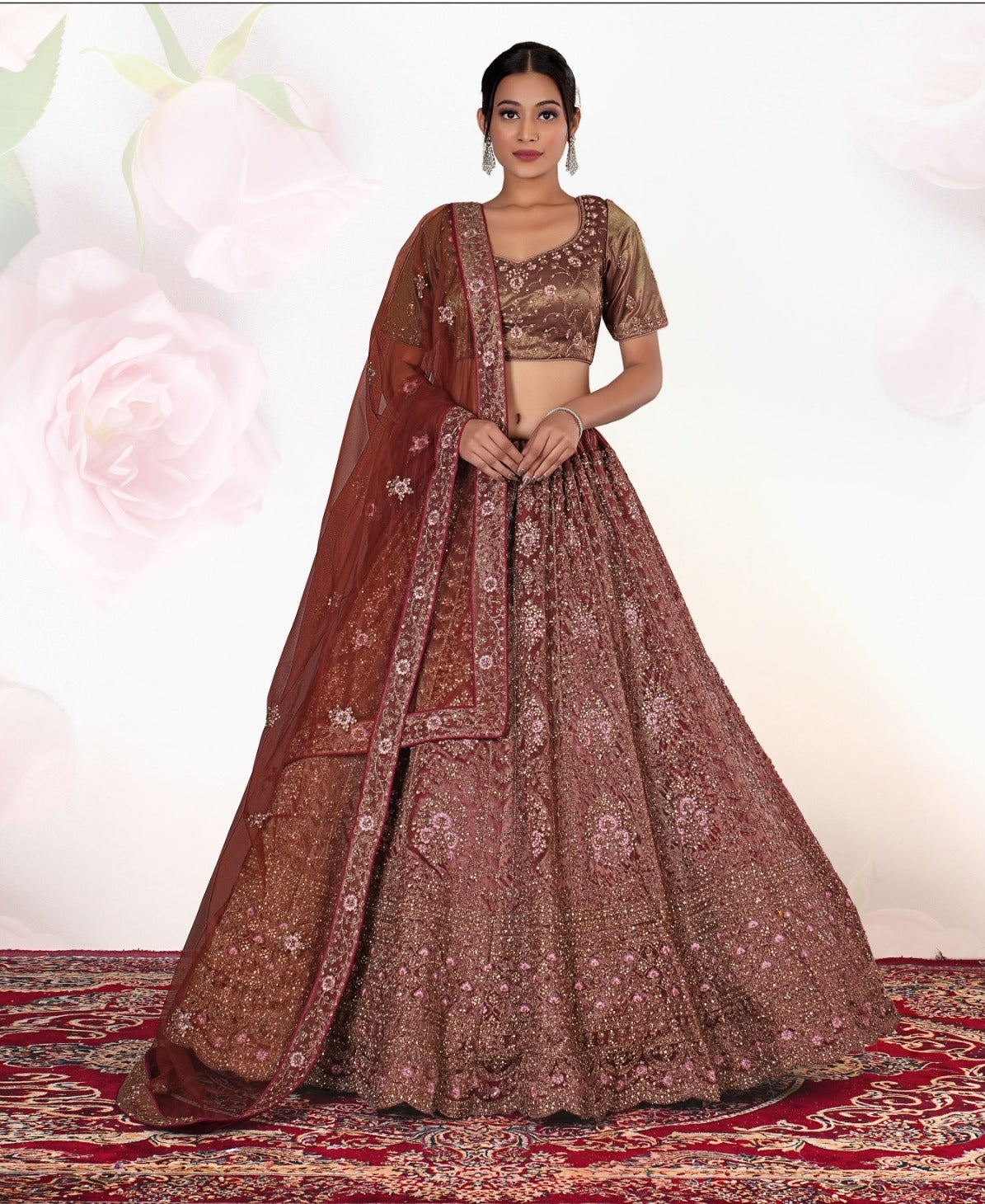 New Semi Stitiched Netted Lehenga Choli