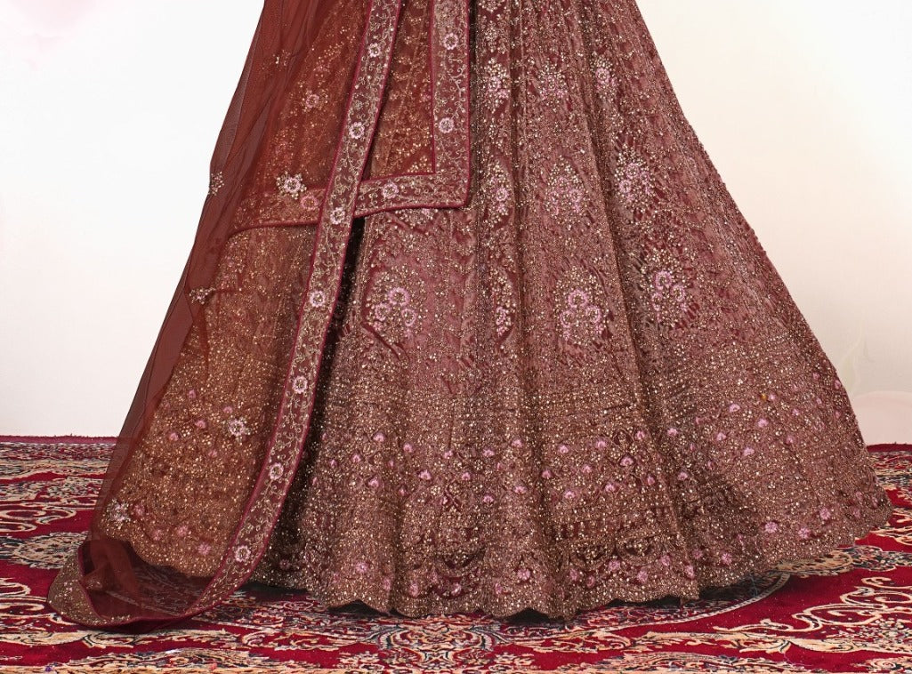 New Semi Stitiched Netted Lehenga Choli