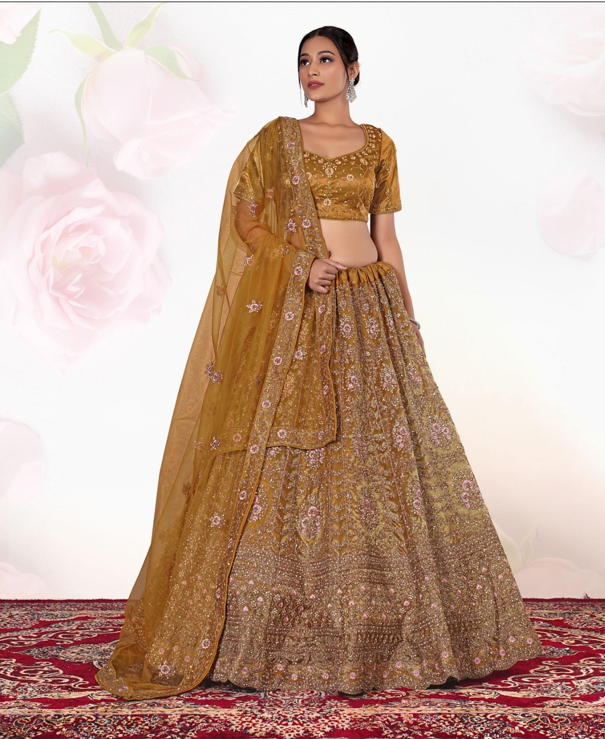 New Semi Stitiched Netted Lehenga Choli