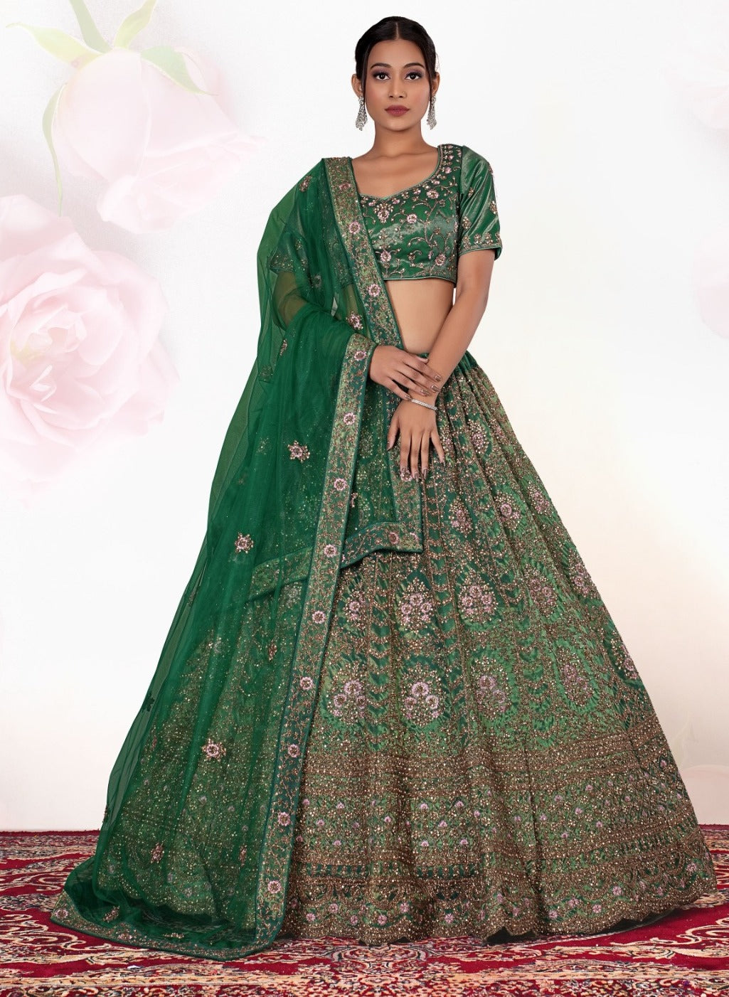 New Semi Stitiched Netted Lehenga Choli