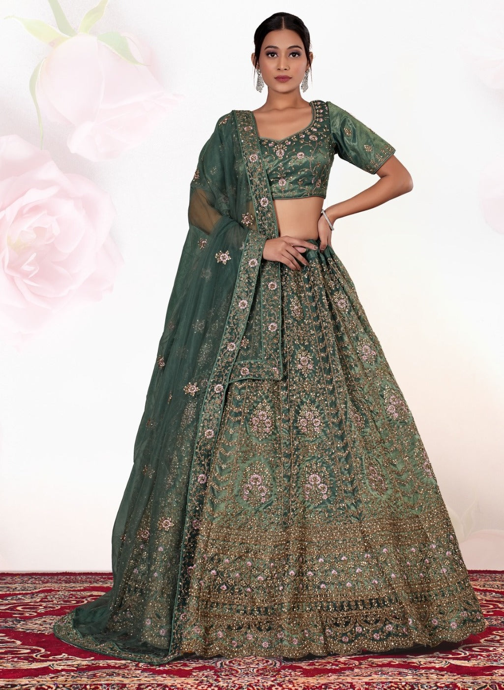 New Semi Stitiched Netted Lehenga Choli