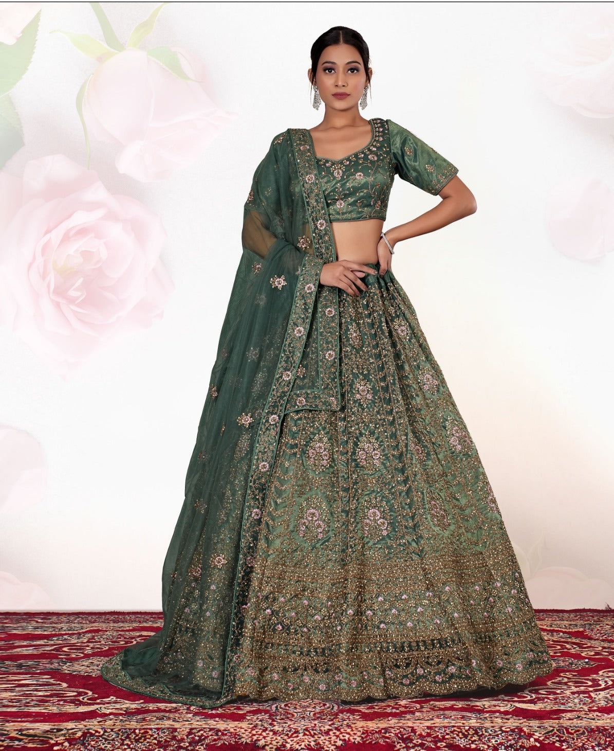 New Semi Stitiched Netted Lehenga Choli