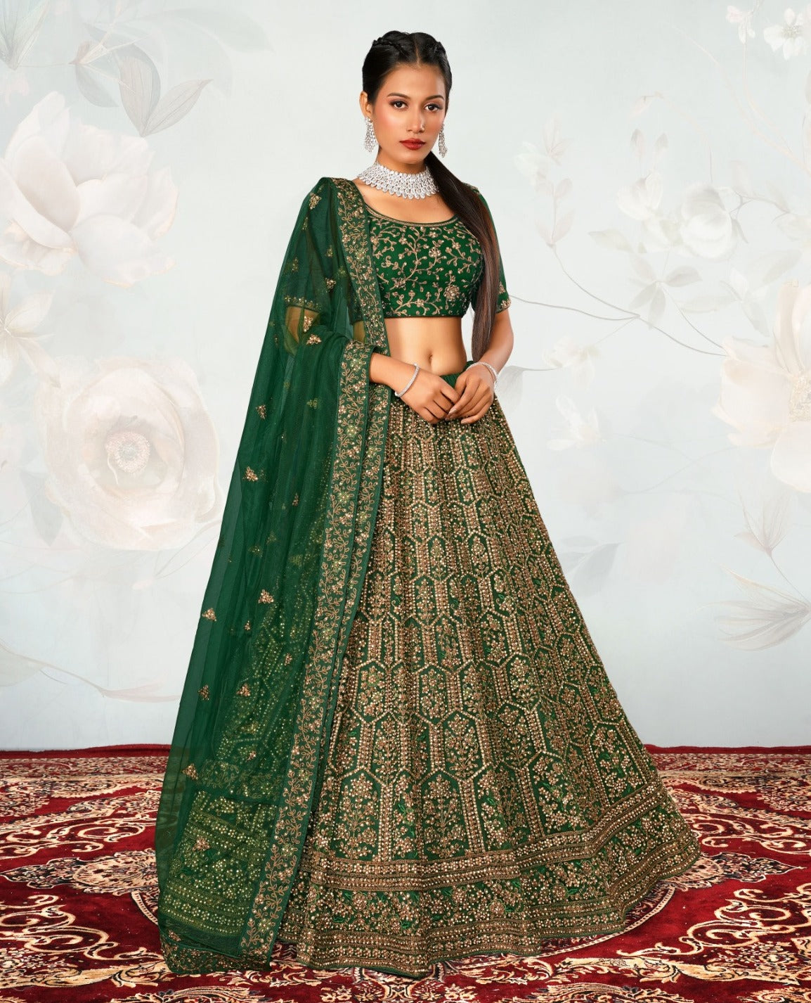 New Semi Stitiched Netted Lehenga Choli