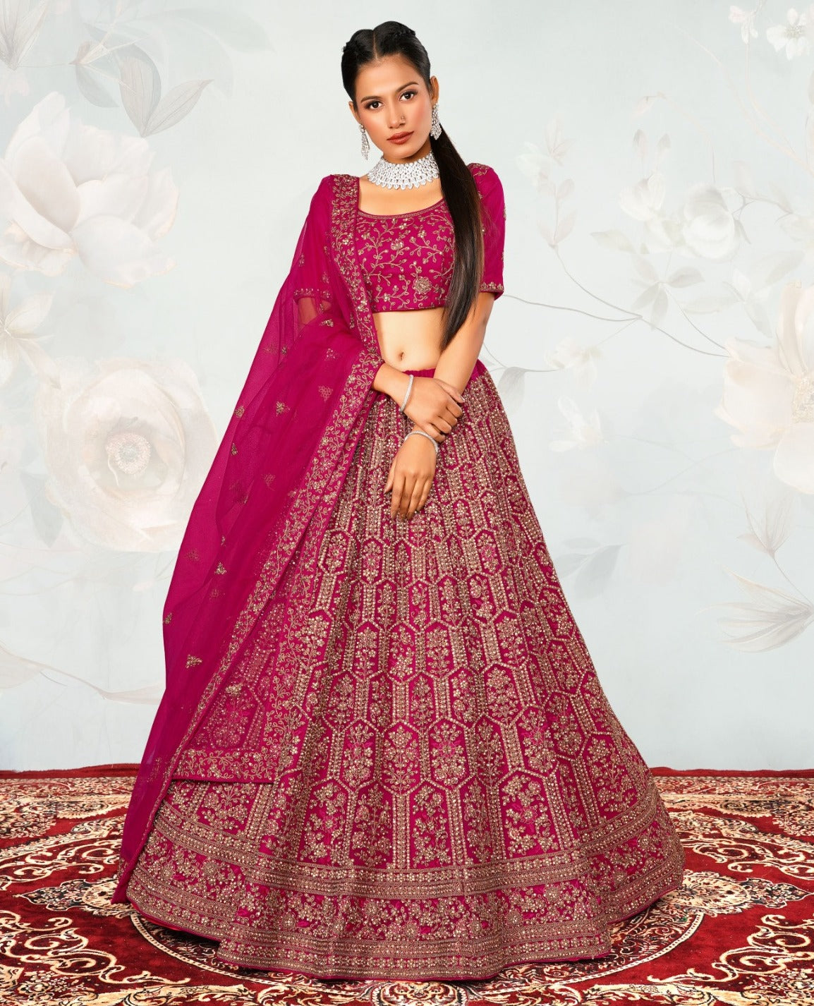 New Semi Stitiched Netted Lehenga Choli