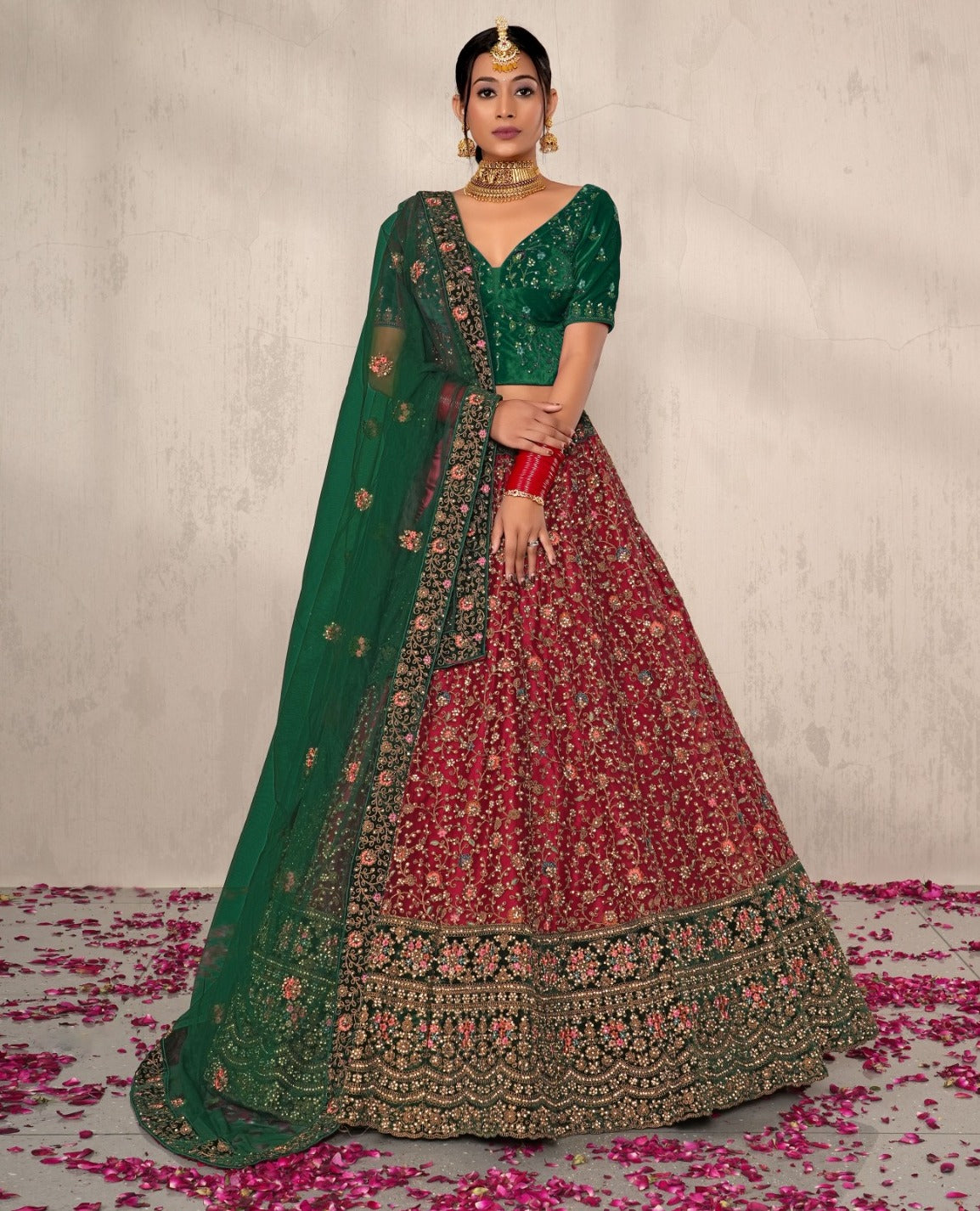 New Semi Stitiched Netted Lehenga Choli