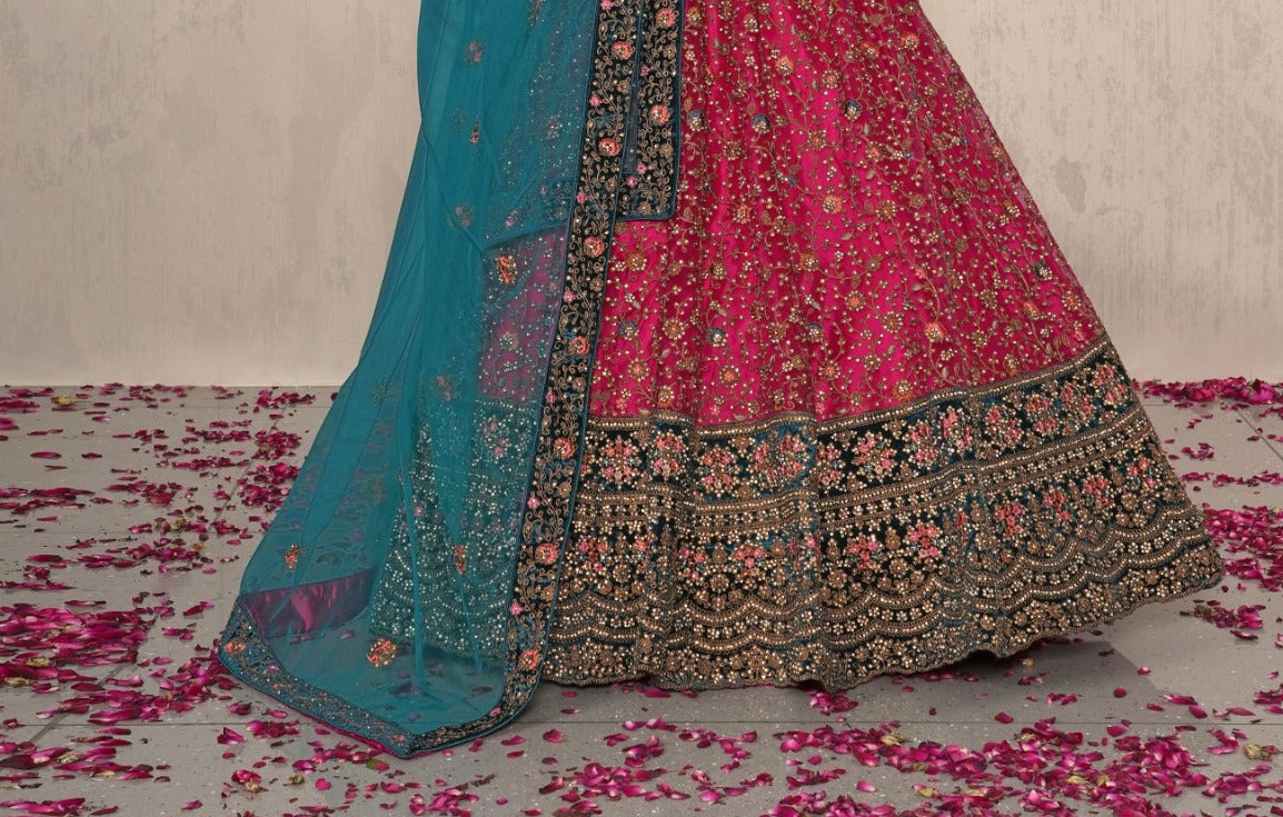 New Semi Stitiched Netted Lehenga Choli