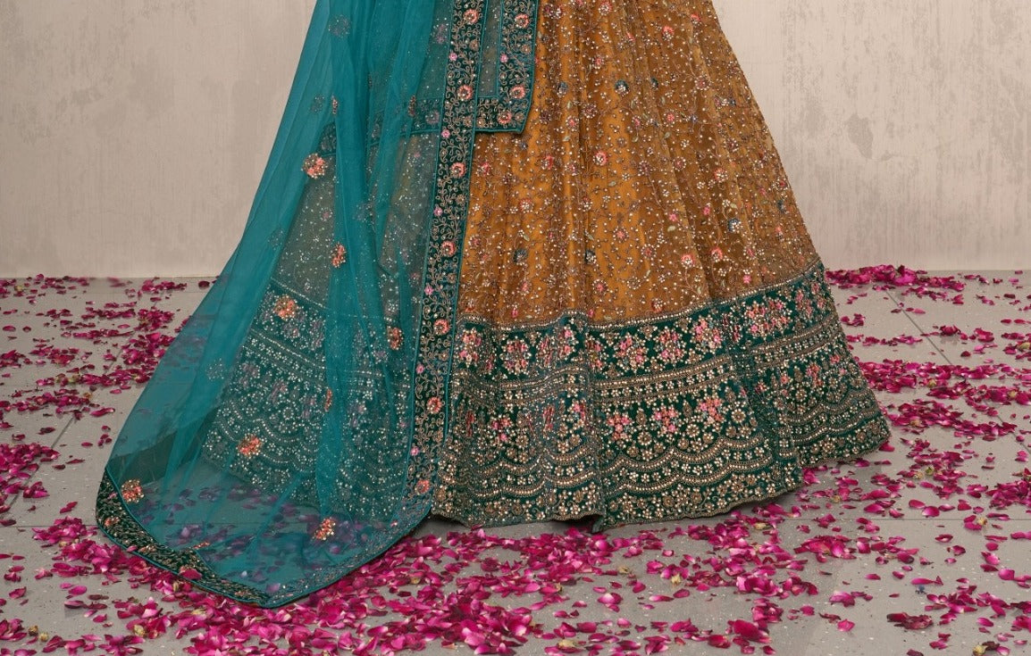 New Semi Stitiched Netted Lehenga Choli