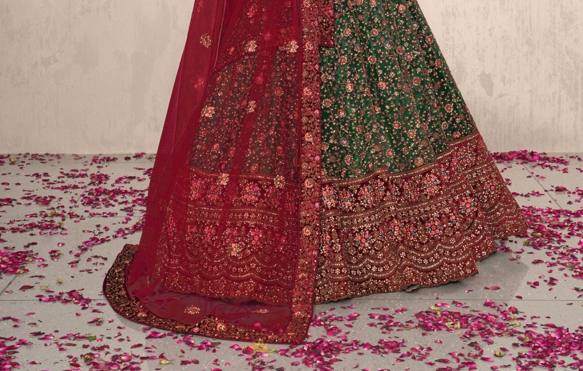 New Semi Stitiched Netted Lehenga Choli