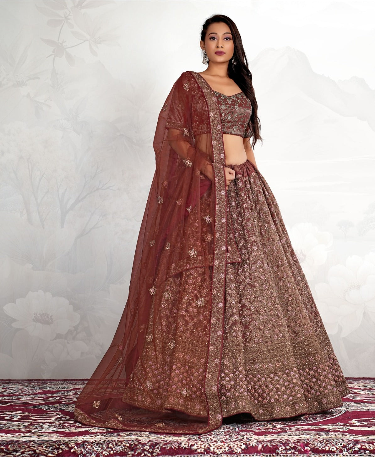 New Semi Stitiched Netted Lehenga Choli