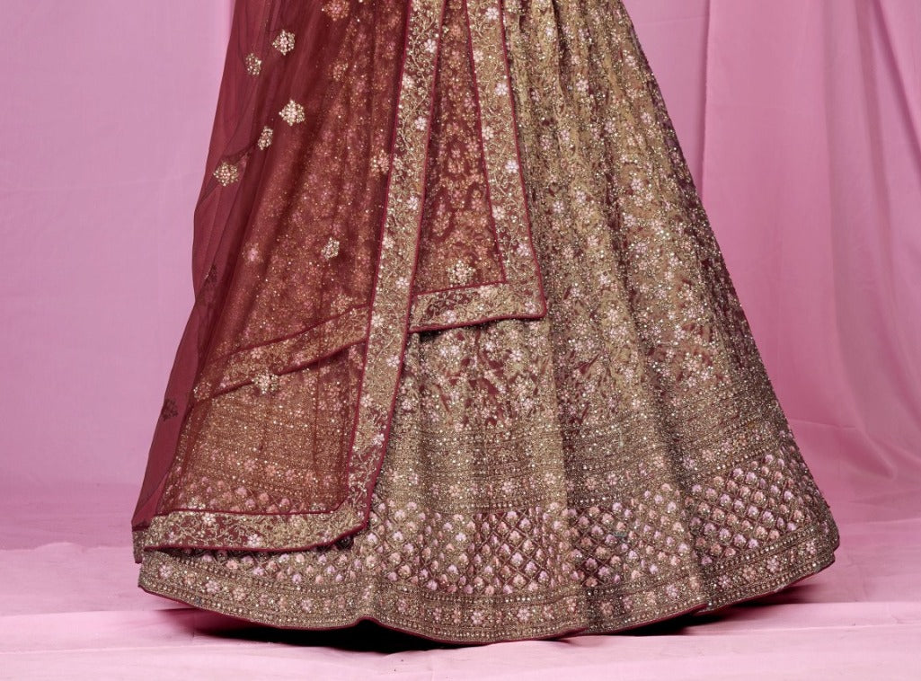 New Semi Stitiched Netted Lehenga Choli