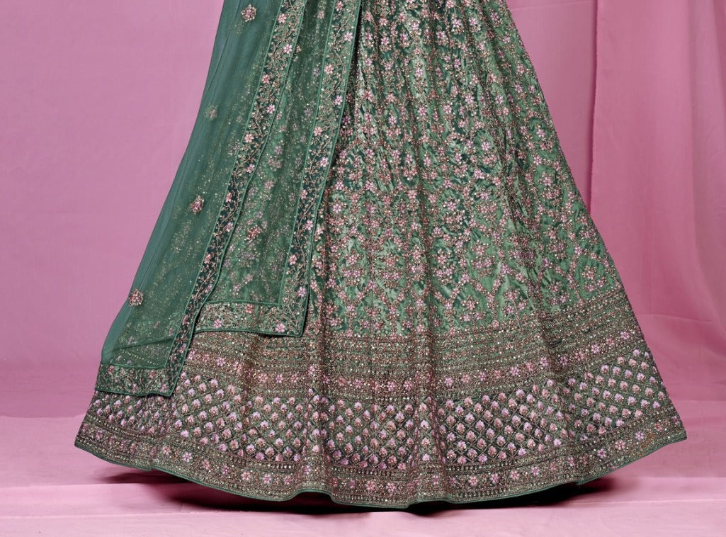 New Semi Stitiched Netted Lehenga Choli