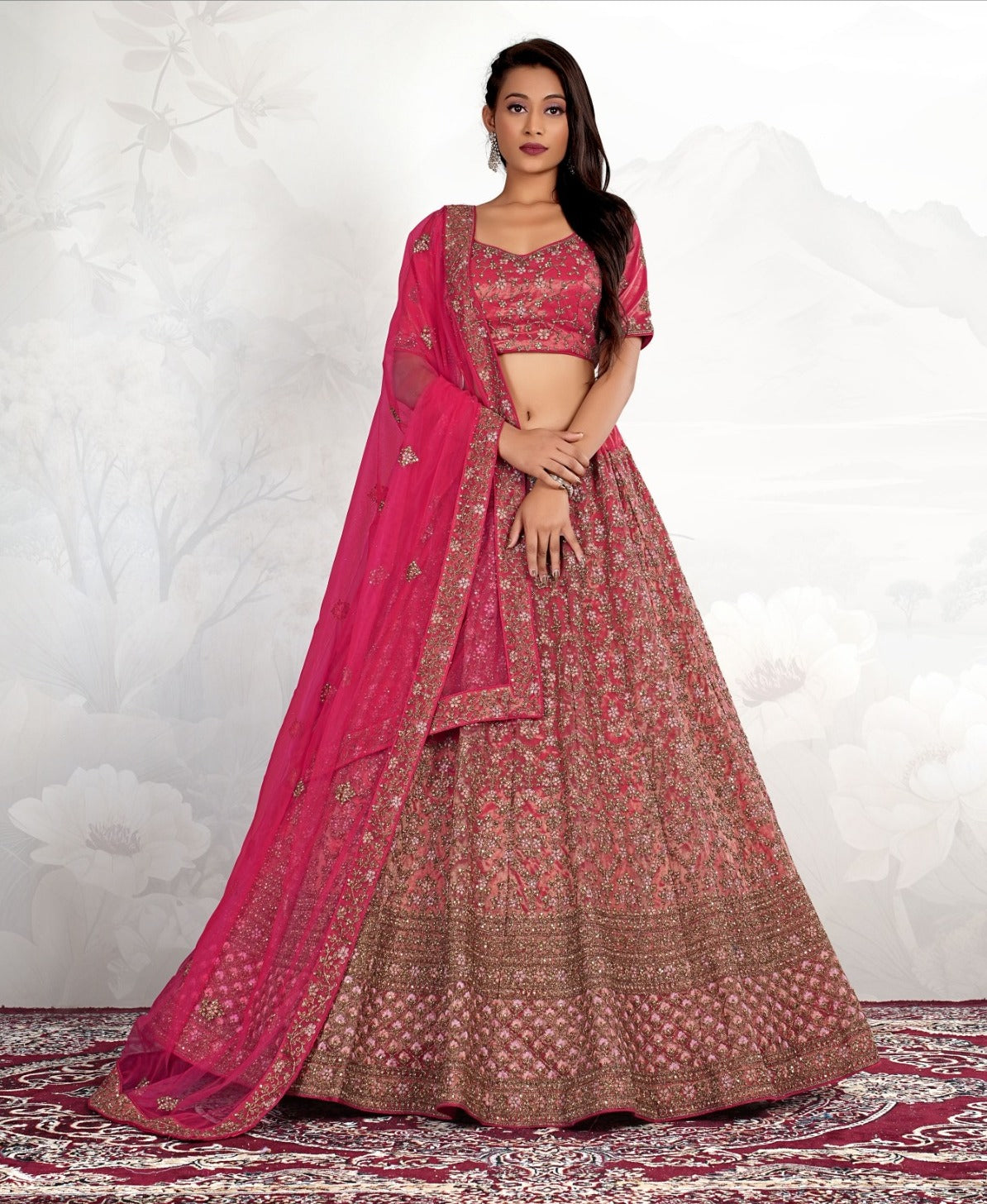 New Semi Stitiched Netted Lehenga Choli