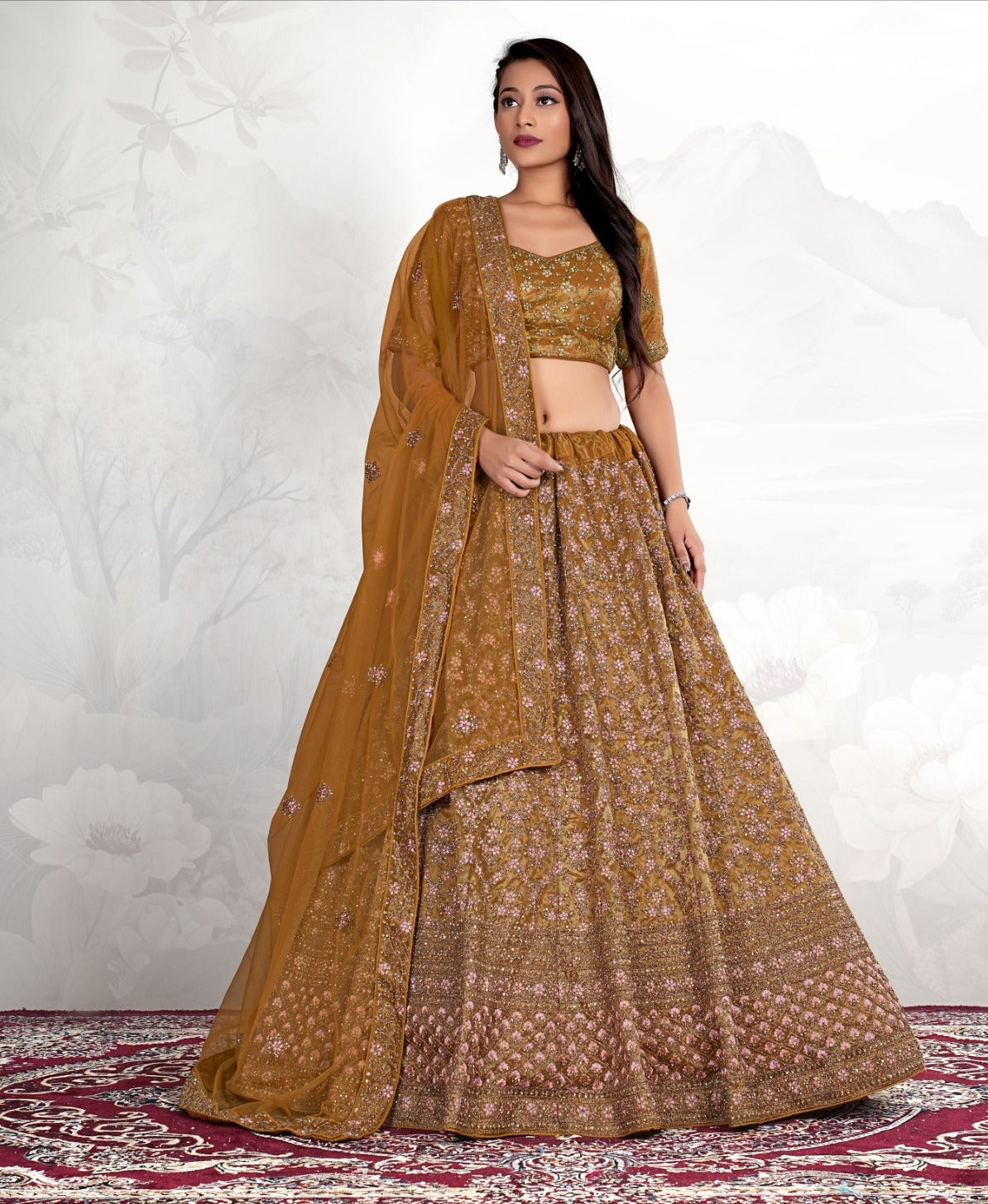 New Semi Stitiched Netted Lehenga Choli