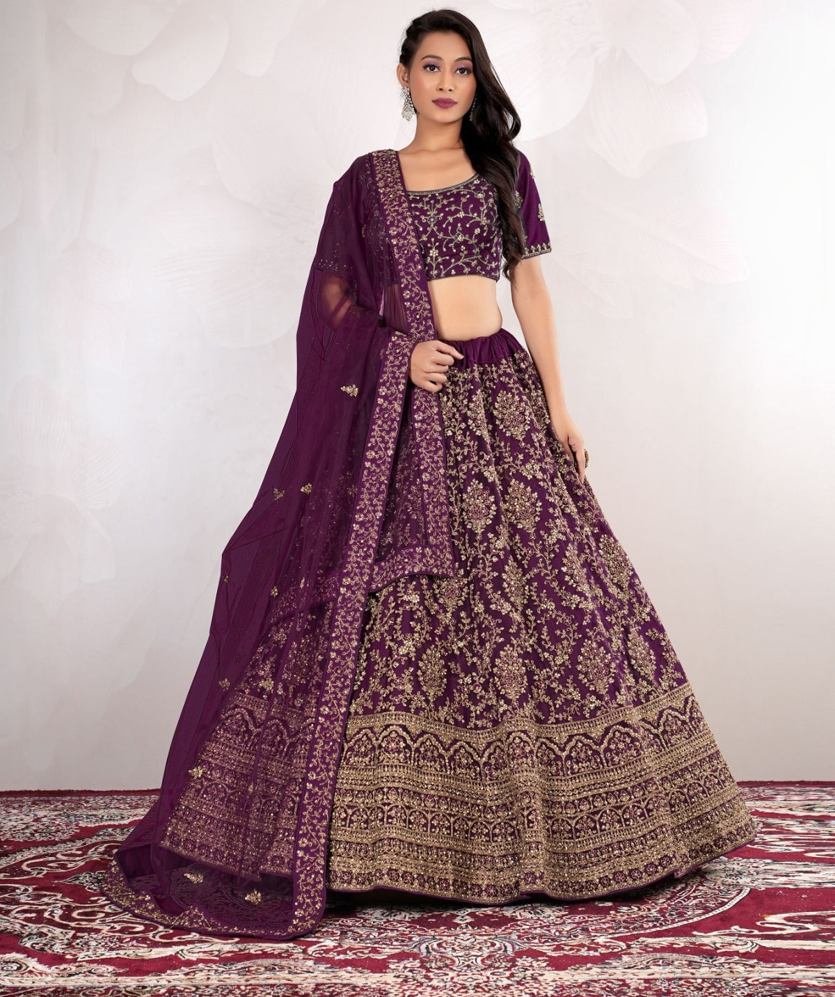 New Semi Stitiched Netted Lehenga Choli