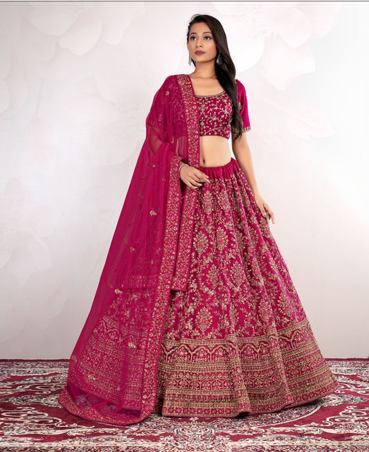 New Semi Stitiched Netted Lehenga Choli