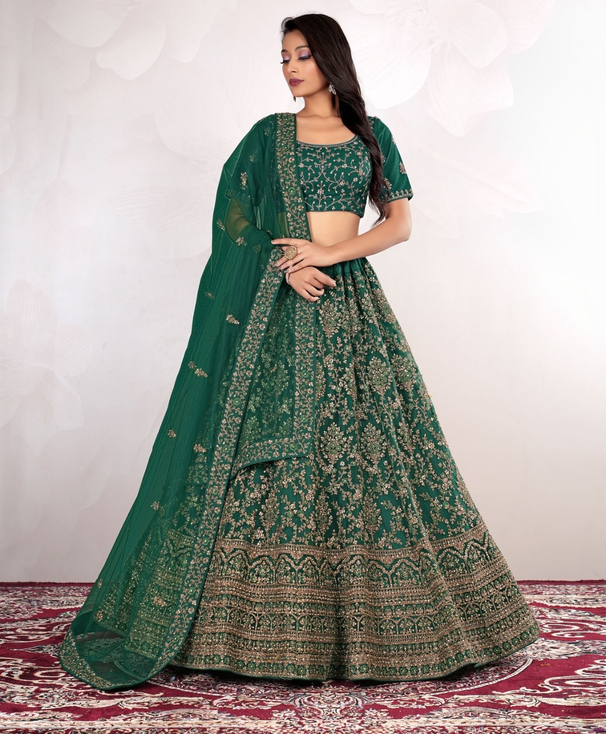 New Semi Stitiched Netted Lehenga Choli