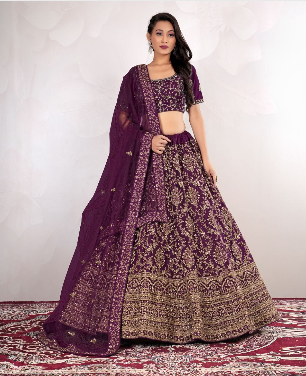 New Semi Stitiched Netted Lehenga Choli