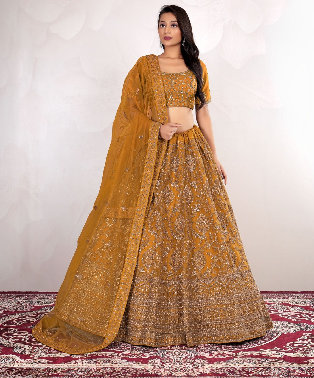 New Semi Stitiched Netted Lehenga Choli