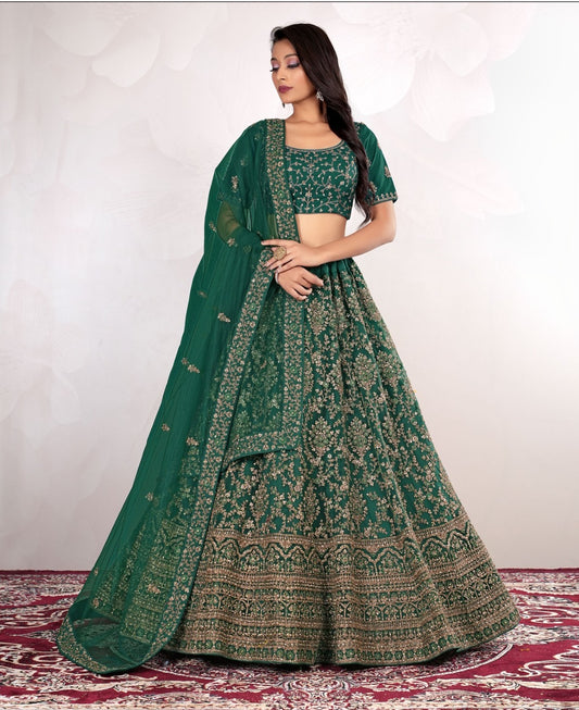 New Semi Stitiched Netted Lehenga Choli