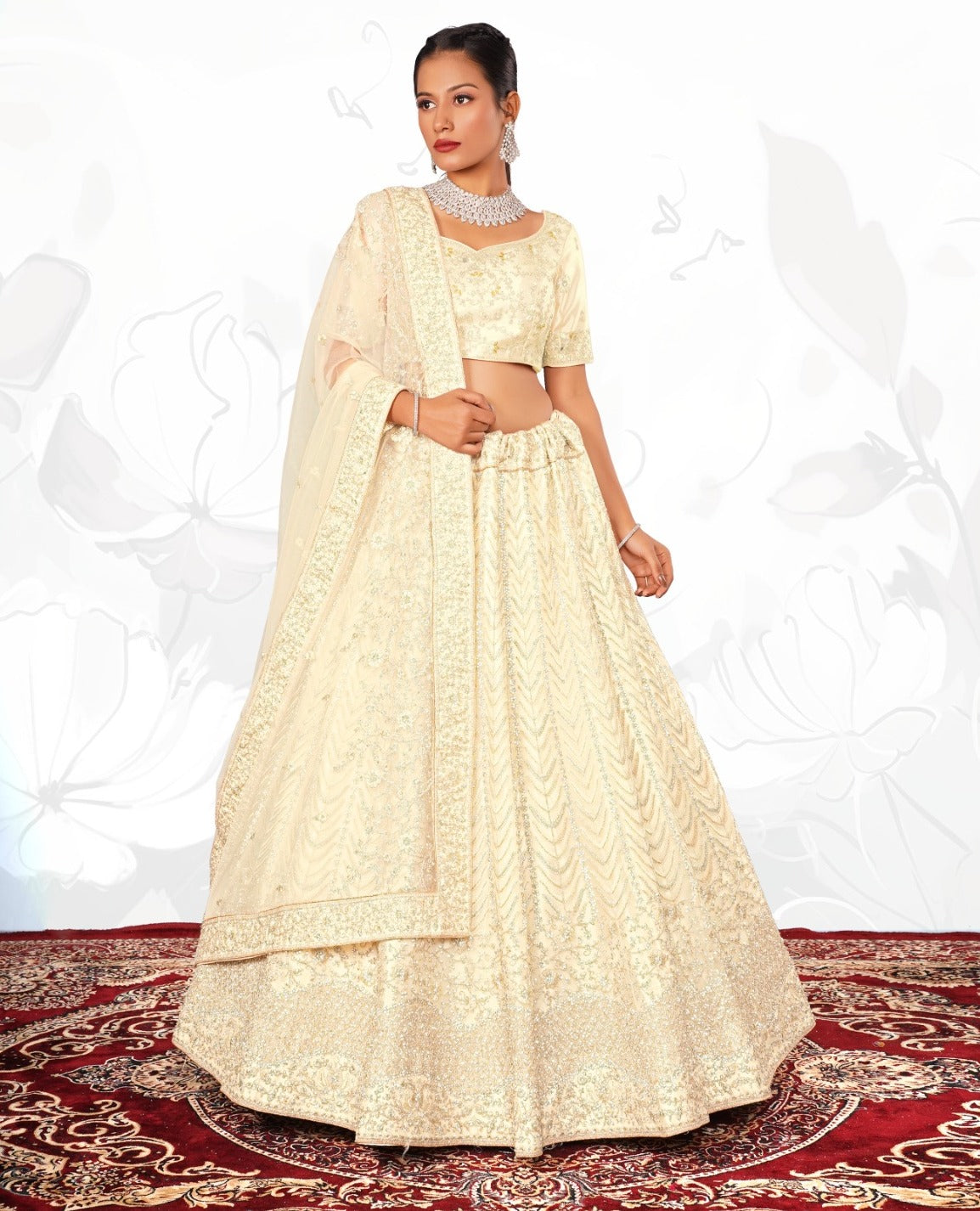 New Semi Stitiched Netted Lehenga Choli