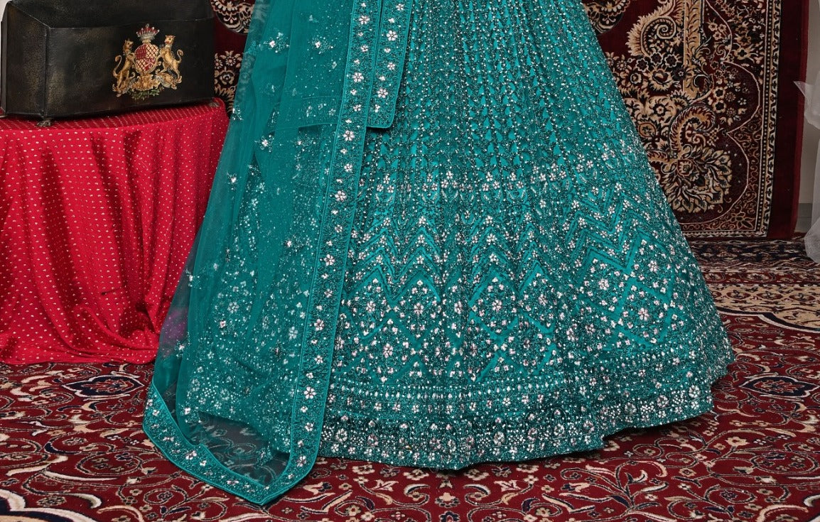 New Semi Stitiched Netted Lehenga Choli