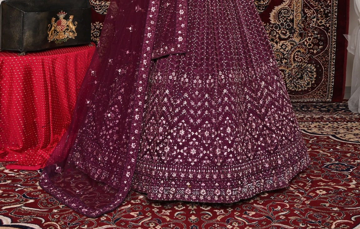 New Semi Stitiched Netted Lehenga Choli