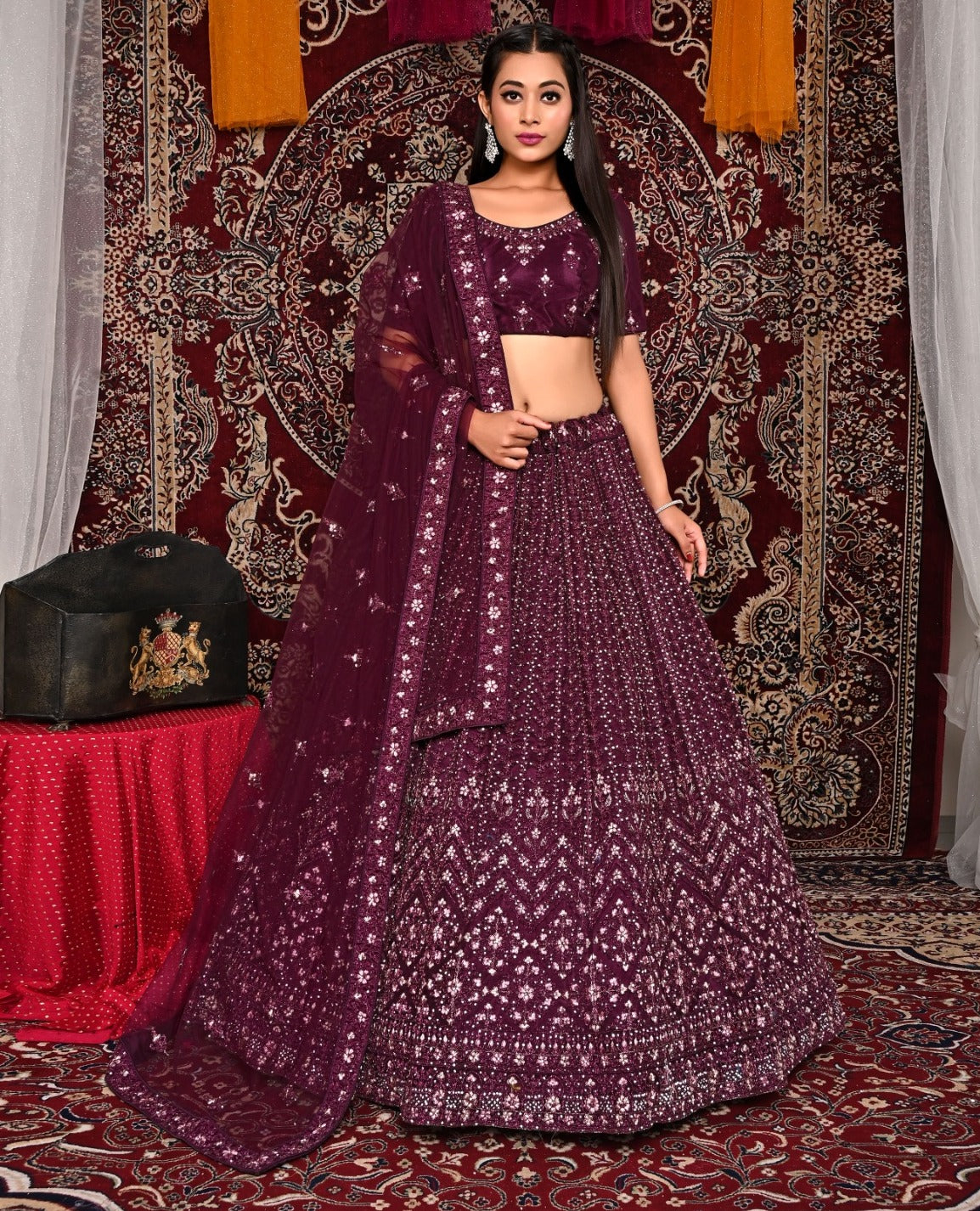 New Semi Stitiched Netted Lehenga Choli