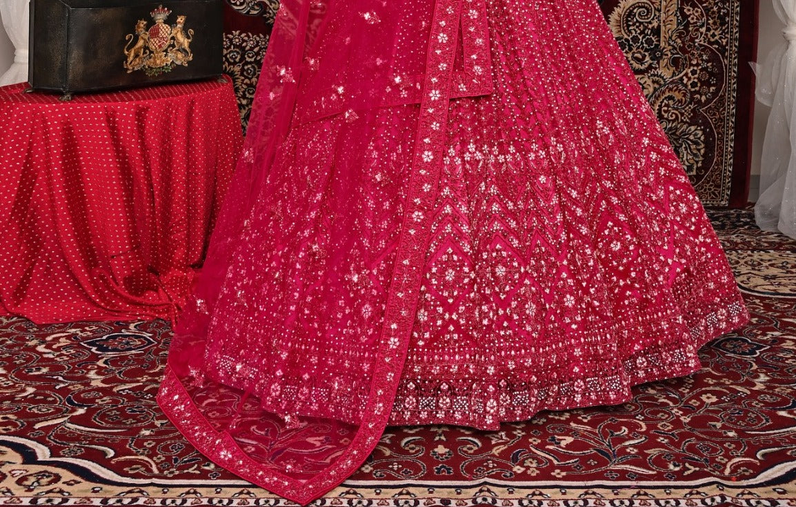 New Semi Stitiched Netted Lehenga Choli