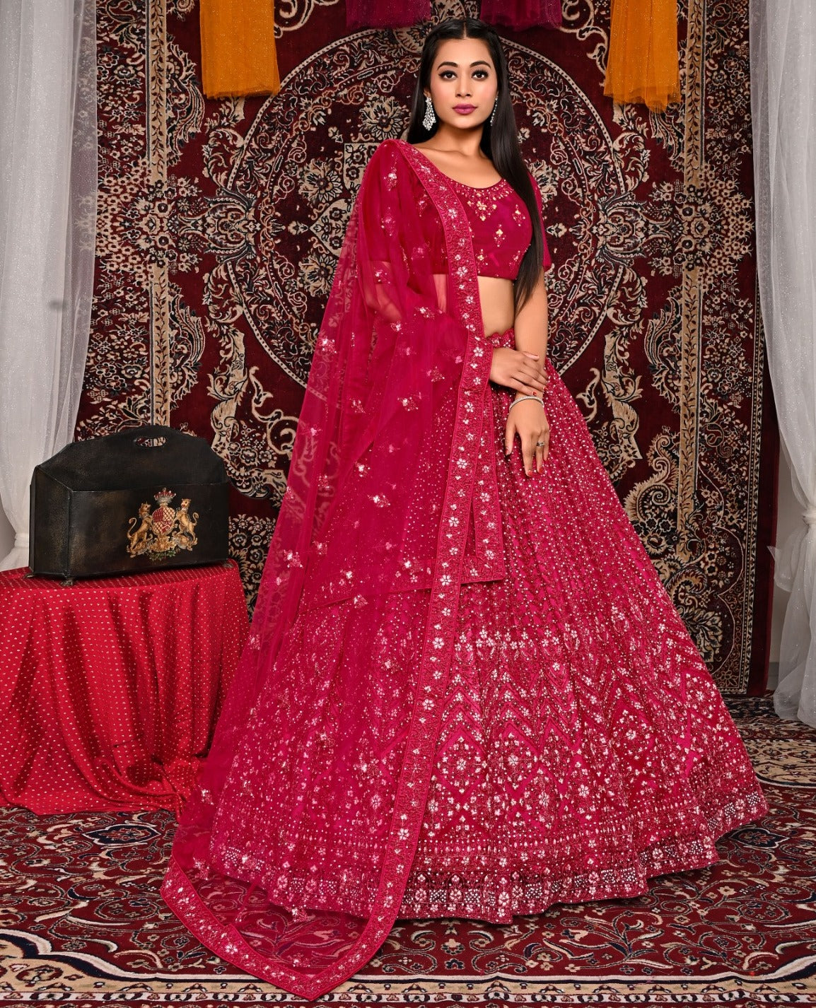 New Semi Stitiched Netted Lehenga Choli