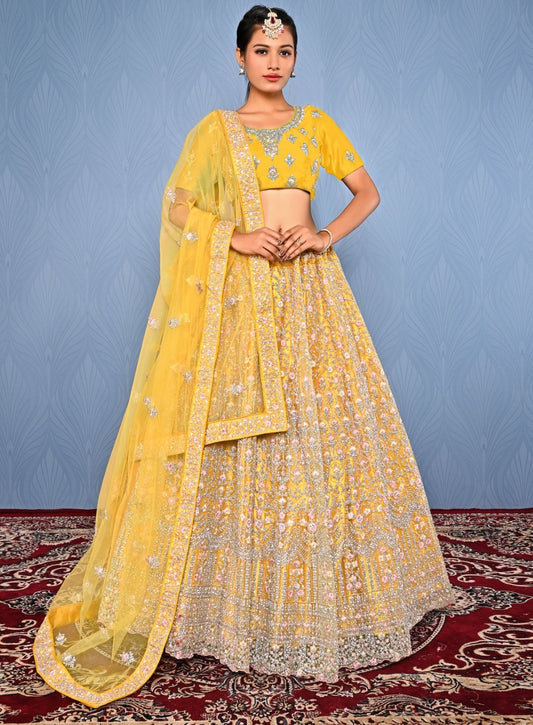 New Semi Stitiched Netted Lehenga Choli