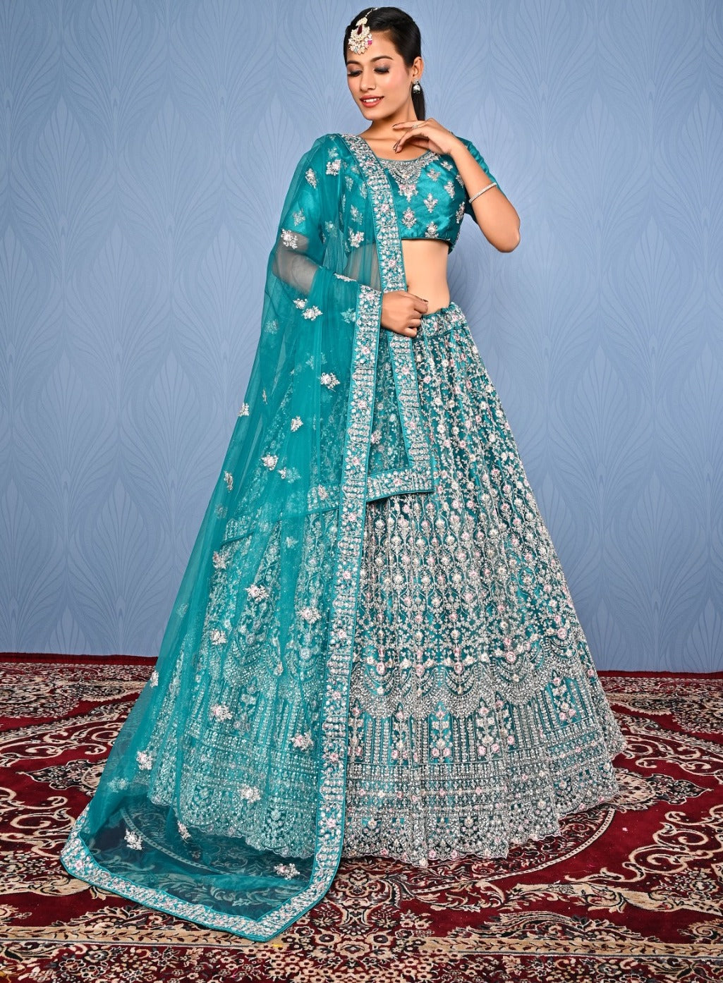 New Semi Stitiched Netted Lehenga Choli