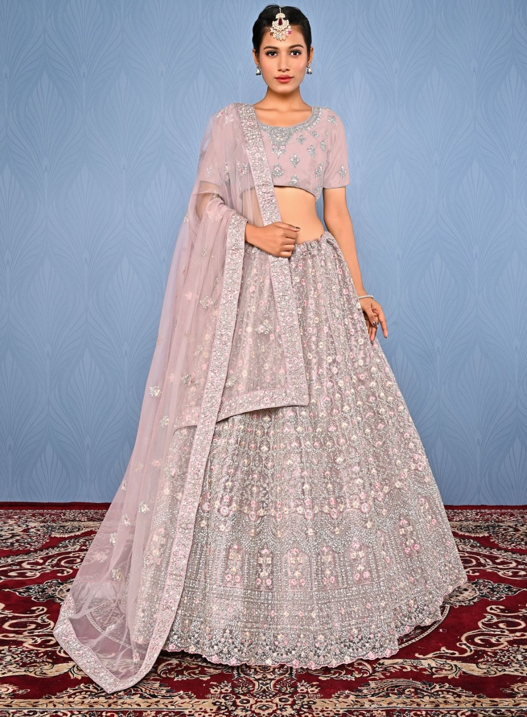 New Semi Stitiched Netted Lehenga Choli