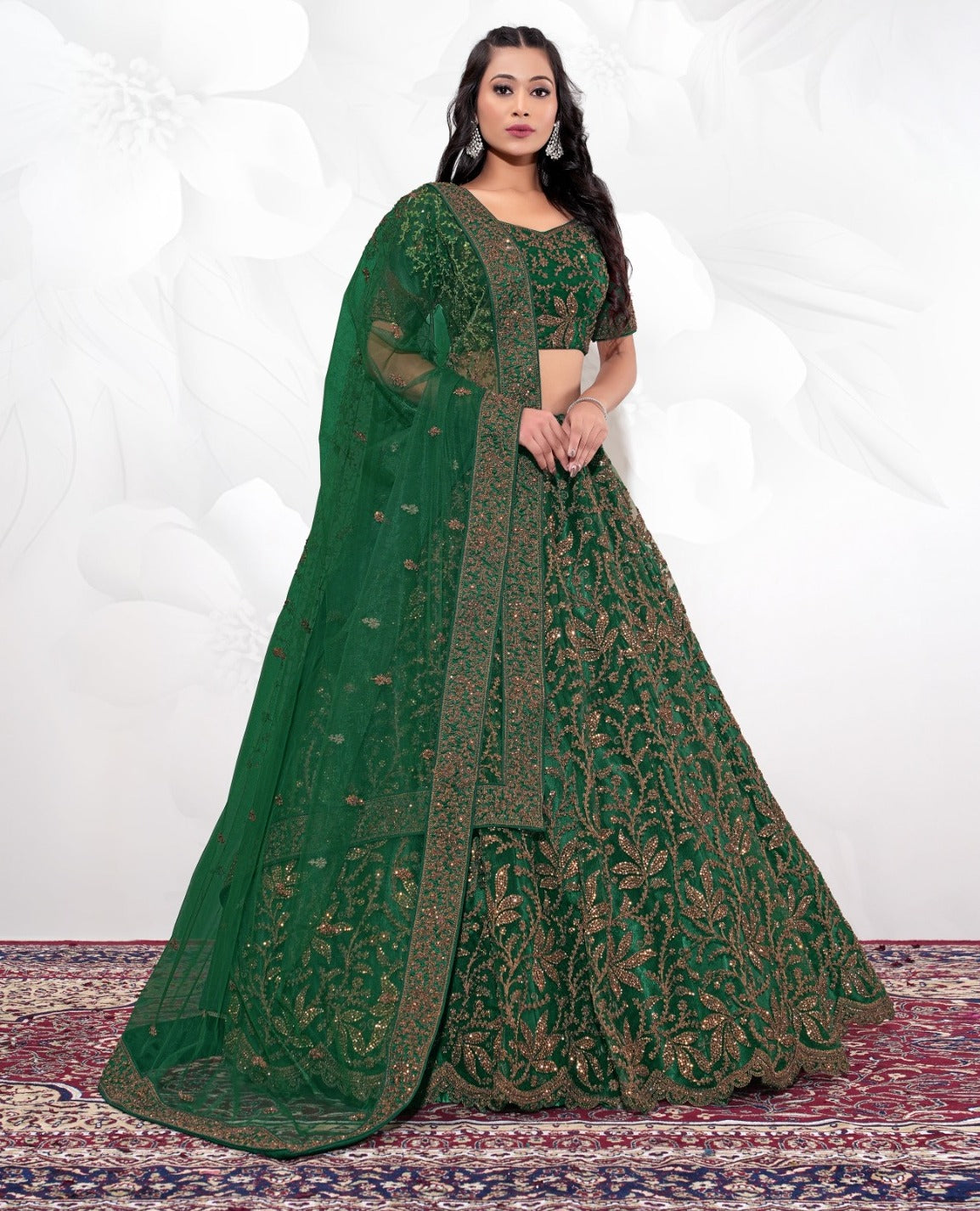 New Semi Stitiched Netted Lehenga Choli