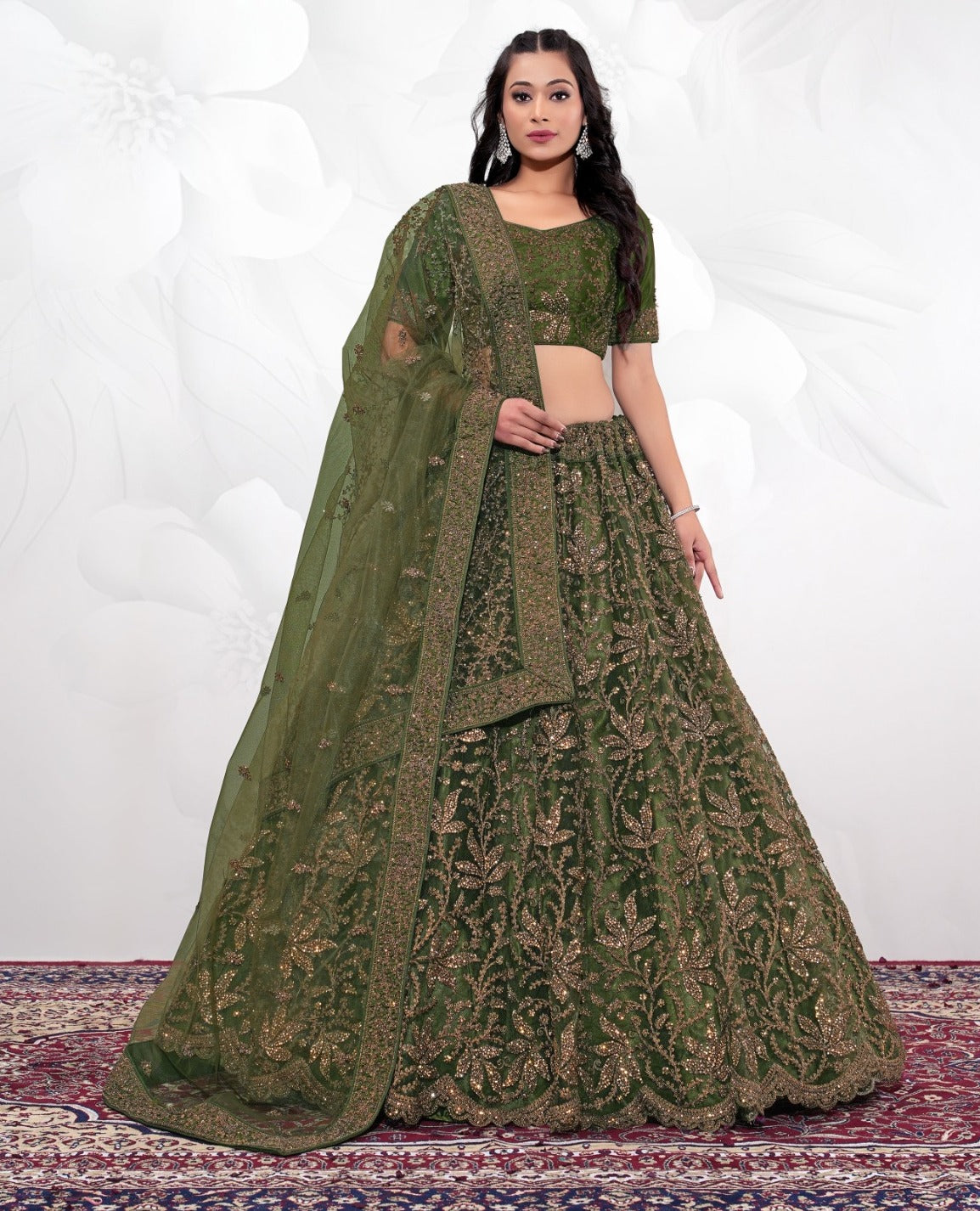 New Semi Stitiched Netted Lehenga Choli