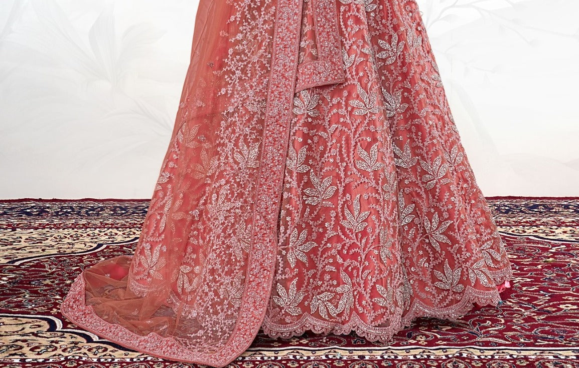 New Semi Stitiched Netted Lehenga Choli