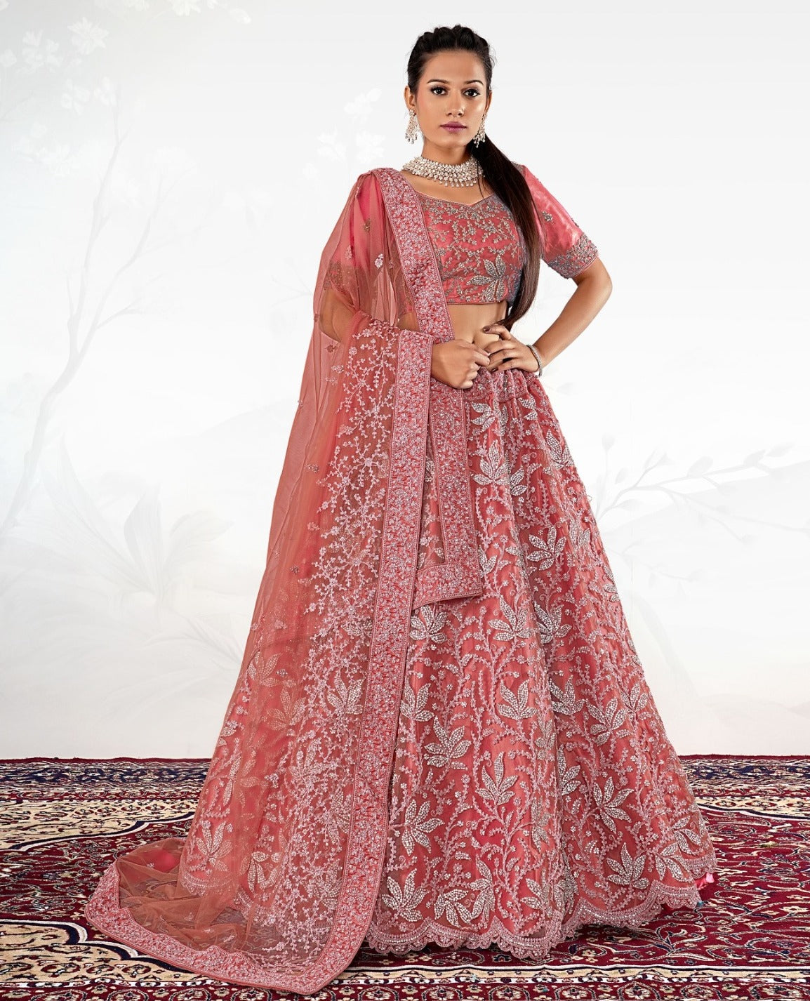 New Semi Stitiched Netted Lehenga Choli