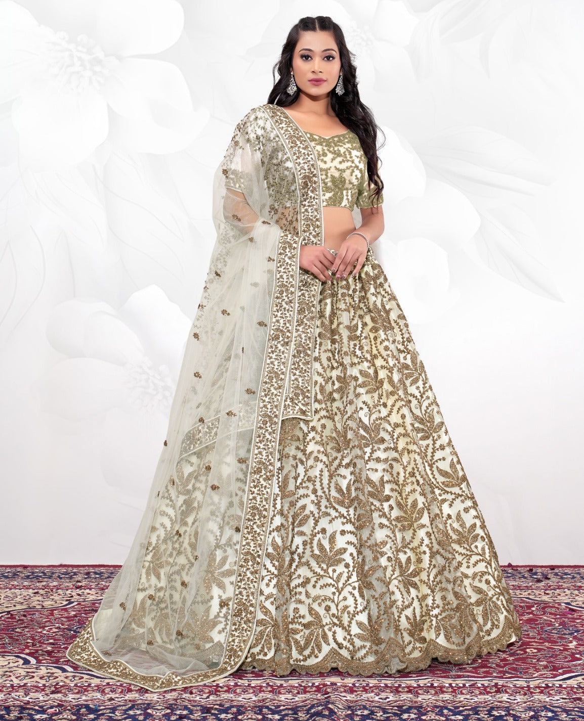 New Semi Stitiched Netted Lehenga Choli