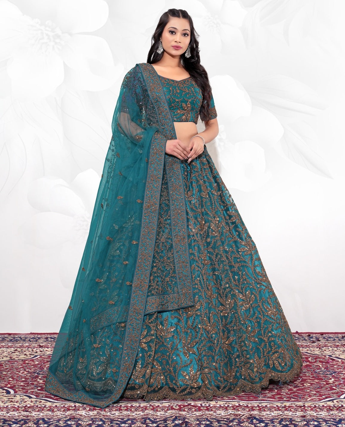 New Semi Stitiched Netted Lehenga Choli