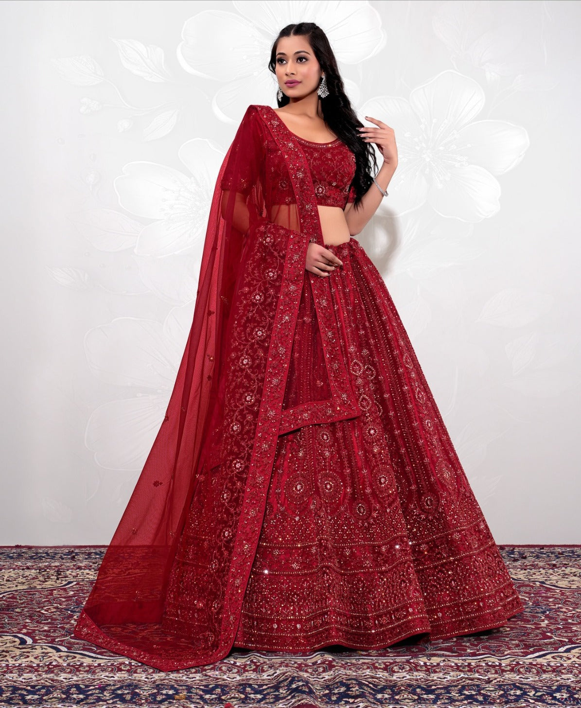 New Semi Stitiched Netted Lehenga Choli