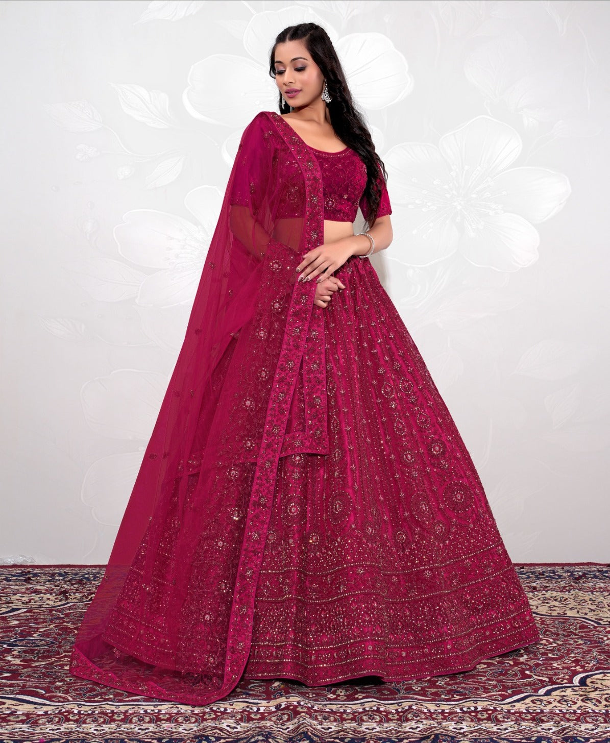 New Semi Stitiched Netted Lehenga Choli