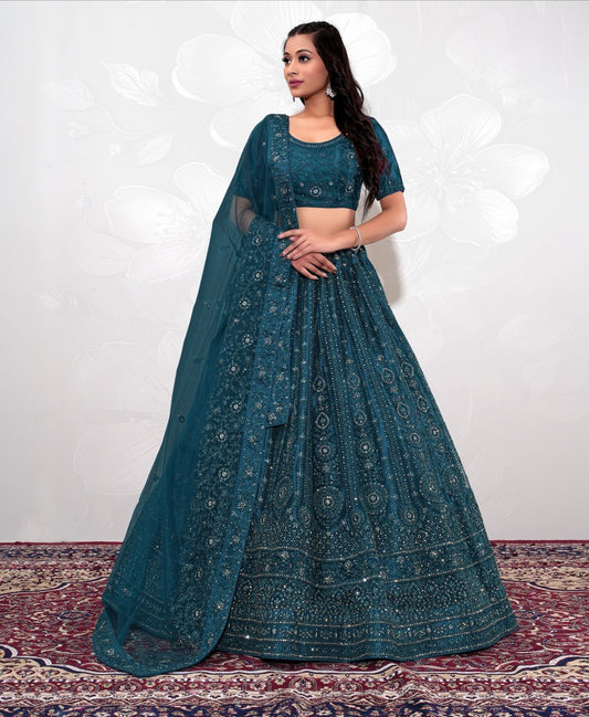 New Semi Stitiched Netted Lehenga Choli