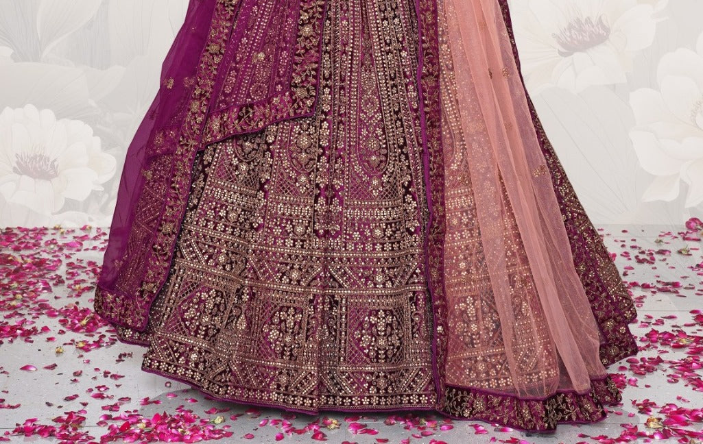 New Semi Stitiched Netted Lehenga Choli