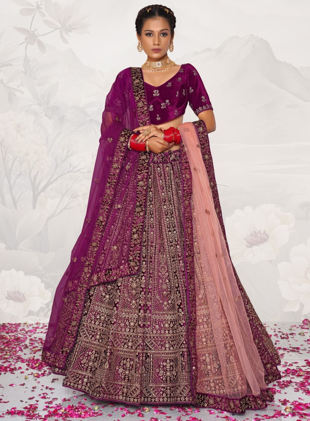 New Semi Stitiched Netted Lehenga Choli