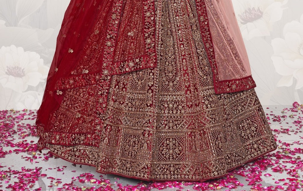 New Semi Stitiched Netted Lehenga Choli